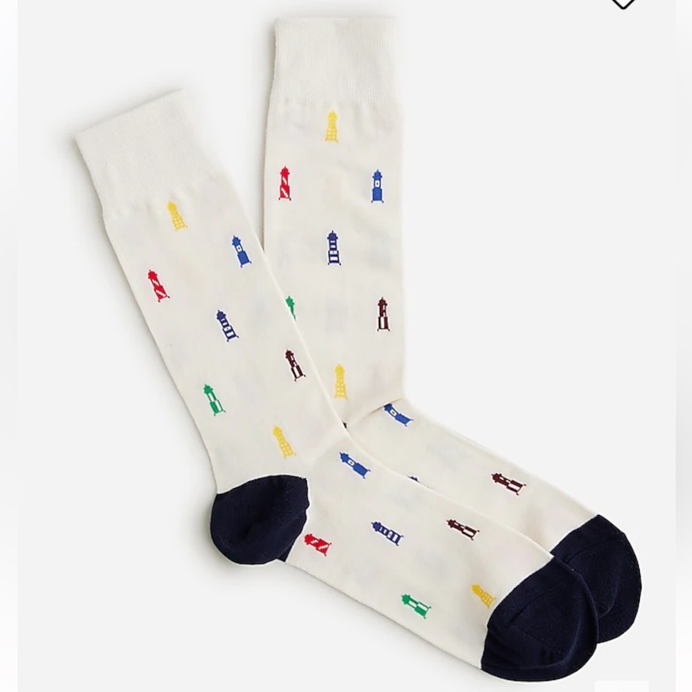 NWT J.Crew Men’s Lighthouse Critter Trouser Socks Pattern Multicolored AX215